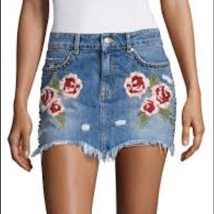 Free people wild rose Denim skirt